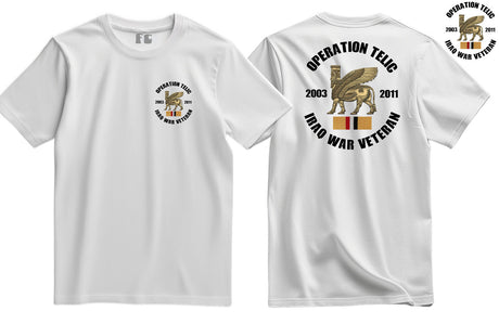 OP Telic Iraq War Veteran Double Side Printed T-Shirt - White
