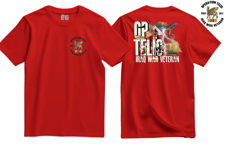 OP Telic Iraq War Zone Veteran Double Side Printed T-Shirt - Red