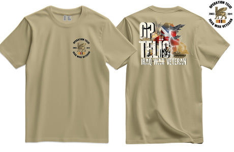 OP Telic Iraq War Zone Veteran Double Side Printed T-Shirt - Sand