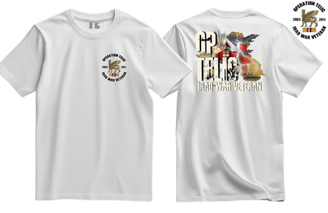 OP Telic Iraq War Zone Veteran Double Side Printed T-Shirt - White