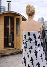Anorak Orca Organic Cotton Towel - Pale grey and charcoal colourway front
