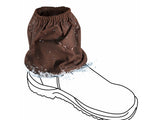 Brown Oz OverBoots oilskin sox saver over a boot with water beading on the fabric