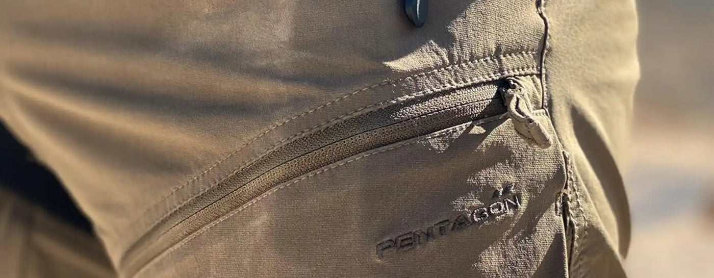 Pentagon Tactical Trousers on a man outdoors: Guide to Tactical Pants - Close up of pocket