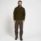 Jack Pyke Pheasant Fleece Pullover in Dark Olive from the front at distance on white background