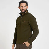 Jack Pyke Pheasant Fleece Pullover in Dark Olive from the front right on white background