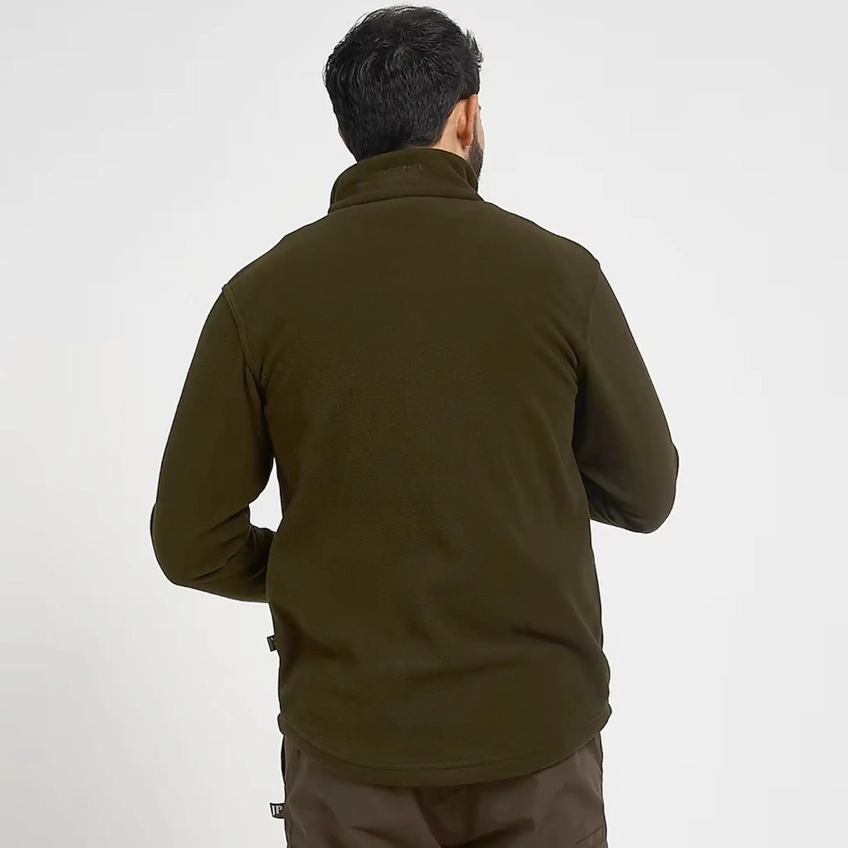 Jack Pyke Pheasant Fleece Pullover in Dark Olive from the back on white background
