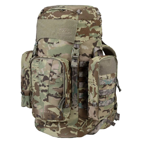 Highlander Pinnacle Rucksack 50L in HMTC camo from the front