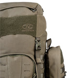 Highlander Pinnacle Rucksack 50L in ranger green close up of lid