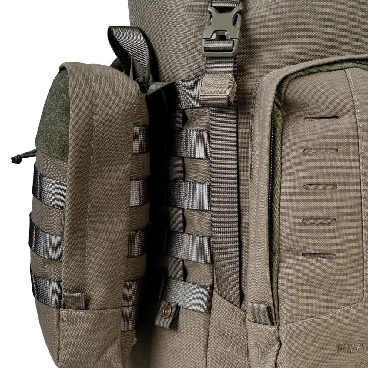 Highlander Pinnacle Rucksack 50L in ranger green close up of webbing straps