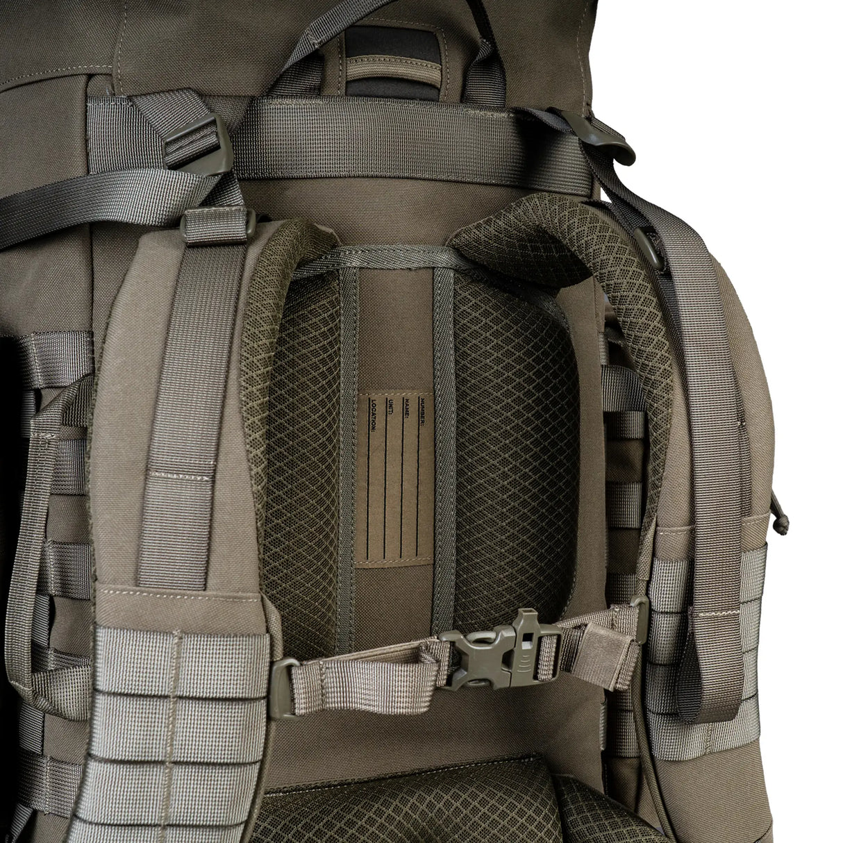 Highlander Pinnacle Rucksack 50L in ranger green close up of airmesh back