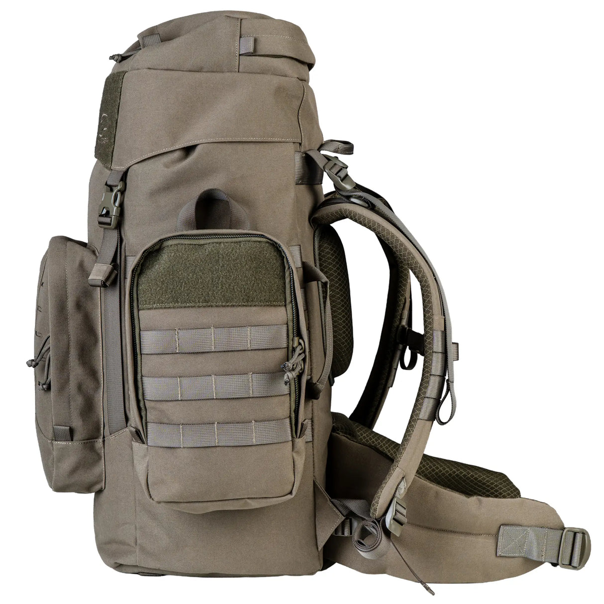 Highlander Pinnacle Rucksack 50L in ranger green from the side