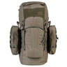 Highlander Pinnacle Rucksack 50L in Ranger Green - front view with both side pouches fitted