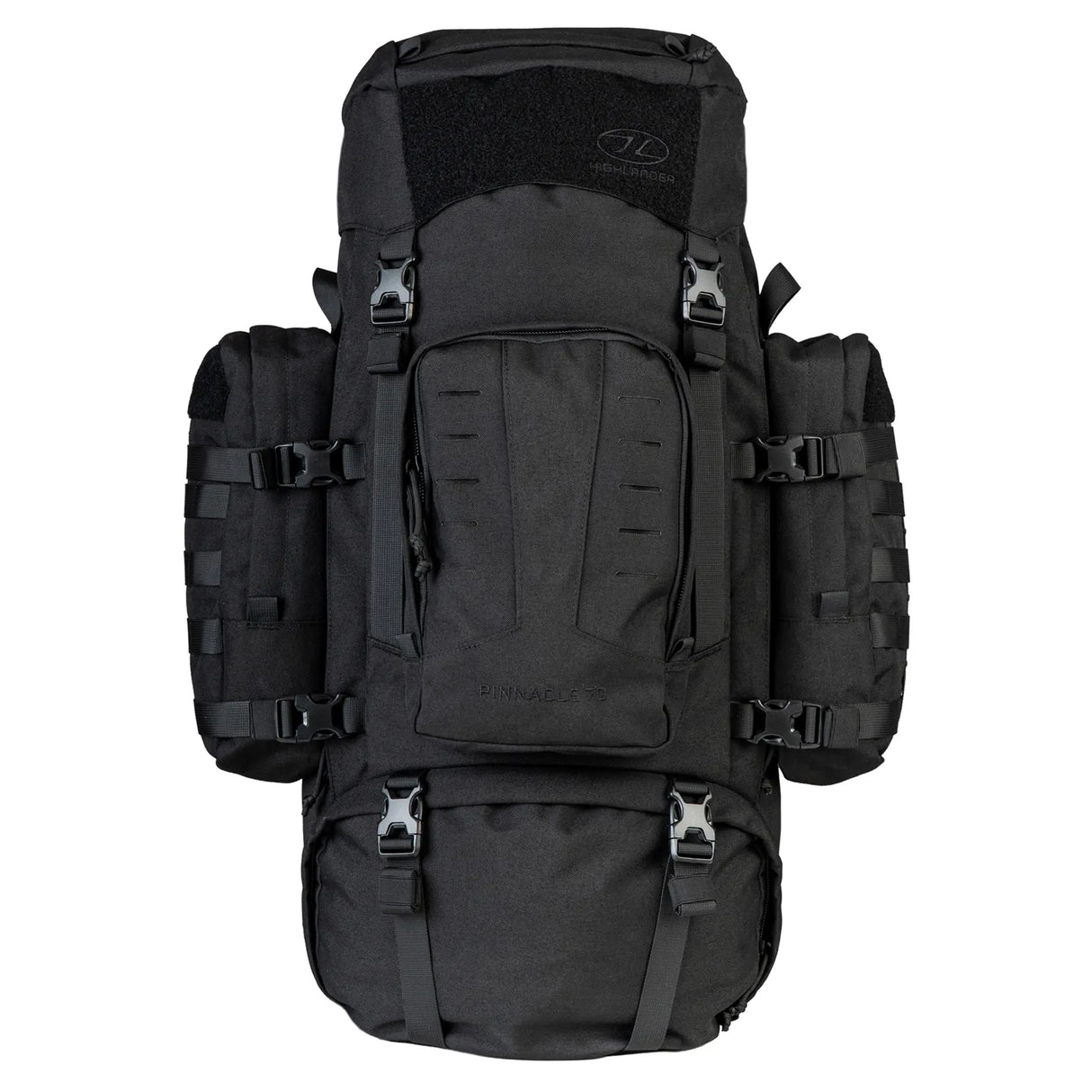 Highlander Pinnacle Rucksack 70L in black front on white background