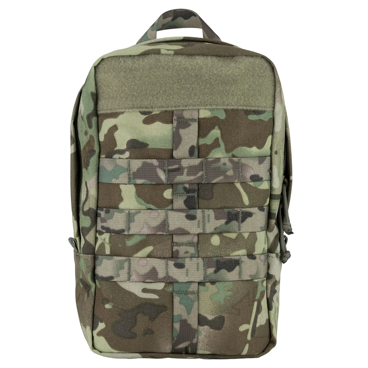 Highlander Pinnacle Rucksack 70L in hmtc camo close up of front pouch