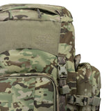 Highlander Pinnacle Rucksack 70L in hmtc camo close up of upper front