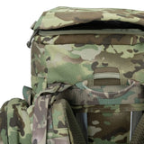 Highlander Pinnacle Rucksack 70L in hmtc camo close up of lid pocket
