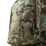 Highlander Pinnacle Rucksack 70L in hmtc camo close up of front pocket on white background