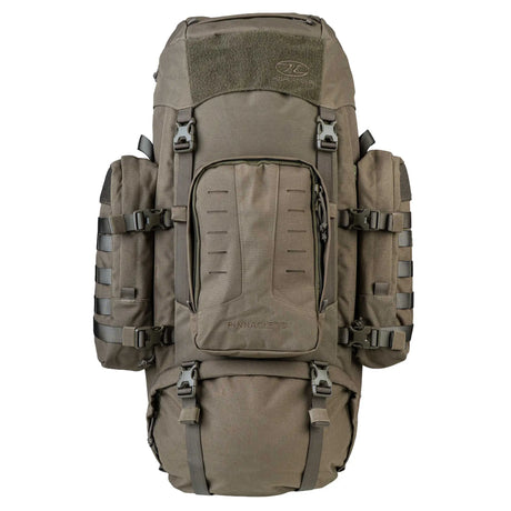 Highlander Pinnacle Rucksack 70L in Ranger Green - front three-quarter view