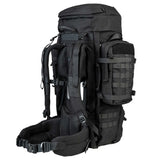 Highlander Pinnacle Rucksack 90L in black side on white background