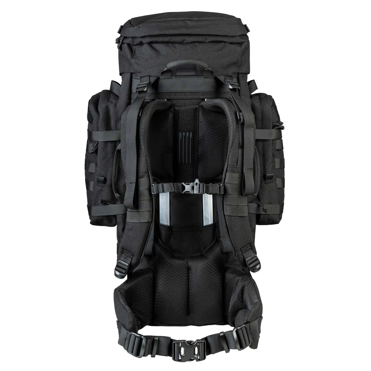 Highlander Pinnacle Rucksack 90L in black back on white background