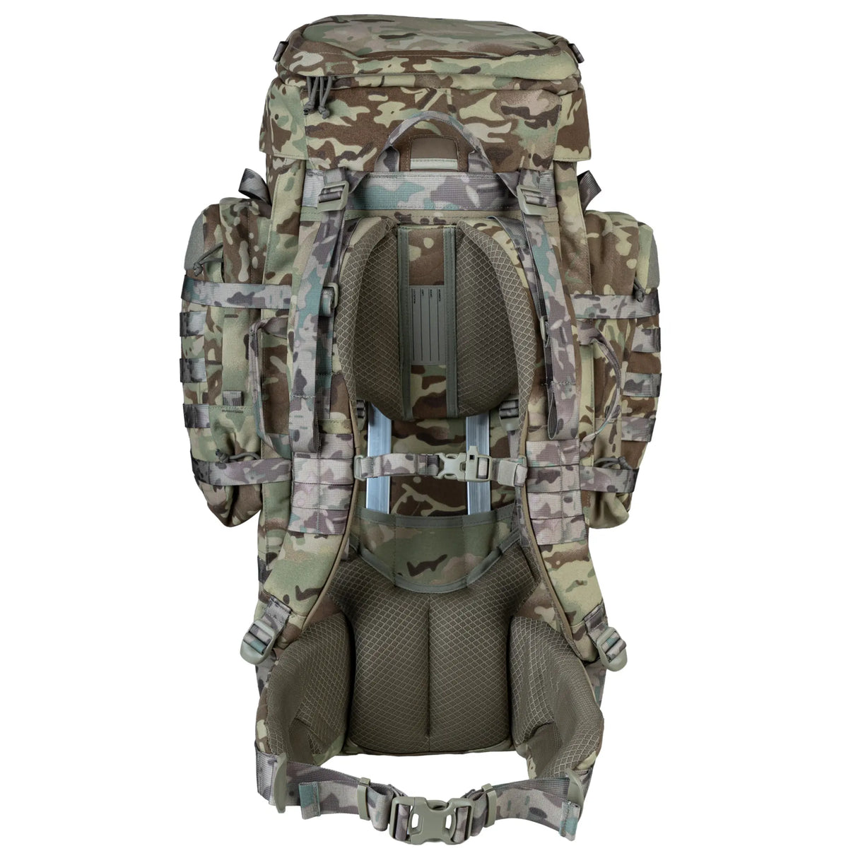 Highlander Pinnacle Rucksack 90L in HMTC Camo back on white background