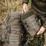 Highlander Pinnacle Rucksack 90L in ranger green in the outdoors