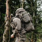 Highlander Pinnacle Rucksack 90L in ranger green in the outdoors