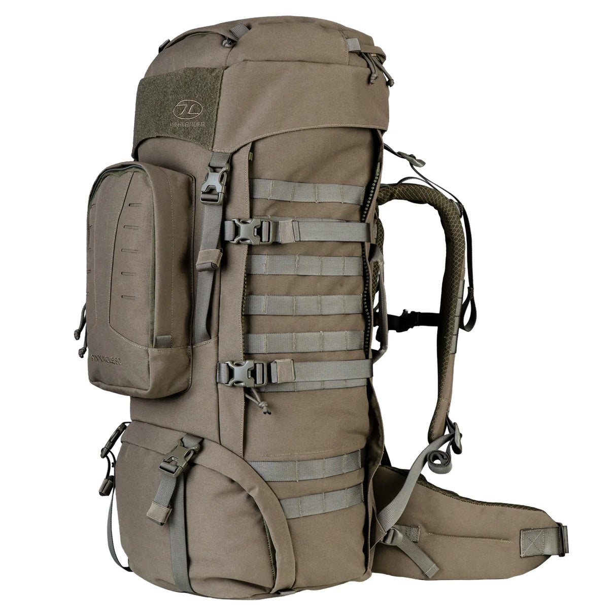 Highlander Pinnacle Rucksack 90L in ranger green front on white background