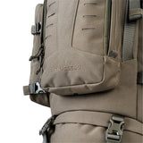 Highlander Pinnacle Rucksack 90L in ranger green front pocket on white background