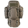 Highlander Pinnacle Rucksack 90L in Ranger Green - front view with both side pouches fitted