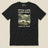Pitch Late Leave Early T-Shirt in Vintage Black, laid flat, front view with the printed neck label