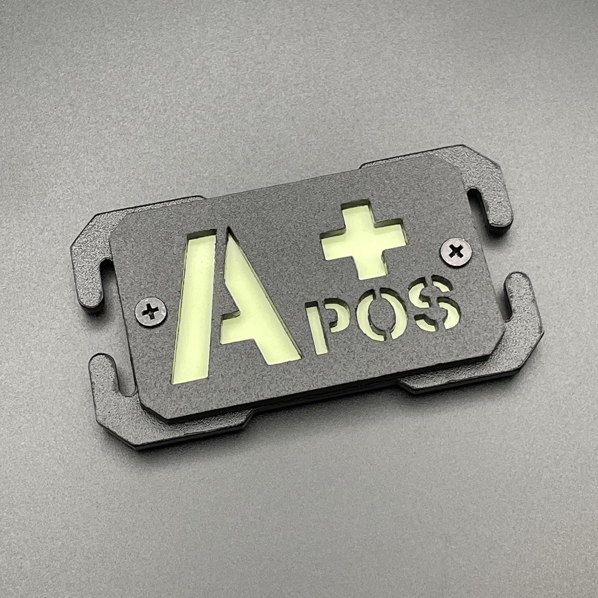 A Pos Blood Group Moulded Plastic Patch, Glow in the Dark | Task Outdoor