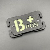 B Pos Blood Group Moulded Plastic Patch, Glow in the Dark | Task Outdoor