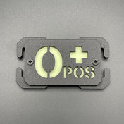 O Pos Blood Group Moulded Plastic Patch, Glow in the Dark 