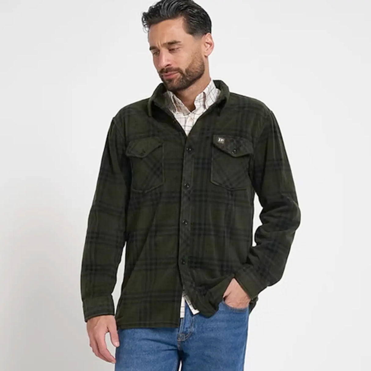 Jack Pyke Polar Fleece Shirt Green Check | Task Outdoor