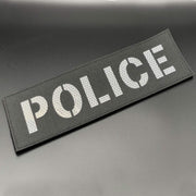 Large Reflective Police Patch Black, Hook & Loop, 26cm 