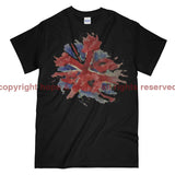 Poppies On Union Flag Watercolour Printed T-Shirt - Black