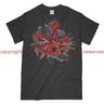 Poppies On Union Flag Watercolour Printed T-Shirt - Charcoal