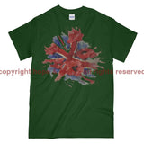 Poppies On Union Flag Watercolour Printed T-Shirt - Commando Green