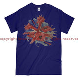 Poppies On Union Flag Watercolour Printed T-Shirt - Navy Blue