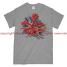 Poppies On Union Flag Watercolour Printed T-Shirt - Sports Grey