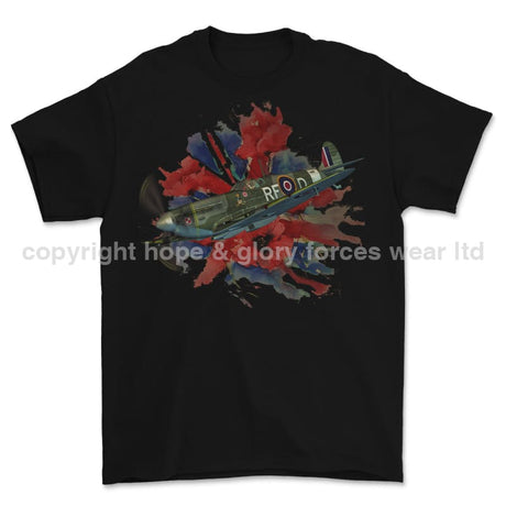 Poppy And Spitfire Lest We Forget Printed T-Shirt - Colourway 2