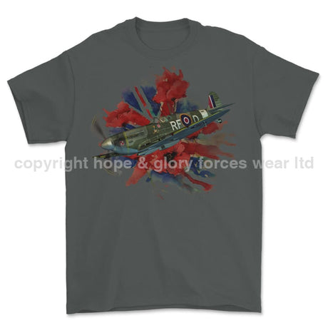 Poppy And Spitfire Lest We Forget Printed T-Shirt - Colourway 4