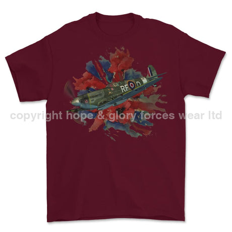 Poppy And Spitfire Lest We Forget Printed T-Shirt - Colourway 6