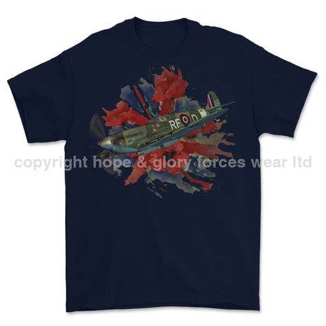 Poppy And Spitfire Lest We Forget Printed T-Shirt - Colourway 7