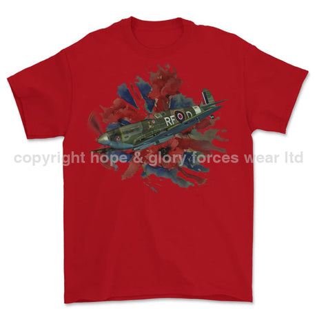 Poppy And Spitfire Lest We Forget Printed T-Shirt - Colourway 8