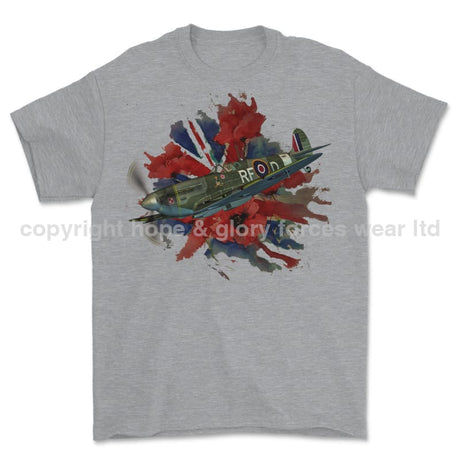 Poppy And Spitfire Lest We Forget Printed T-Shirt - Colourway 11