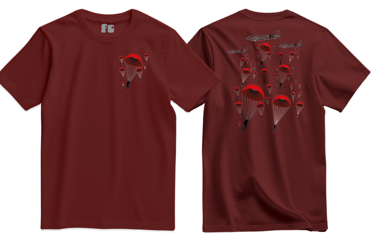 Poppy Chutes Lest We Forget Double Print T-Shirt - Maroon