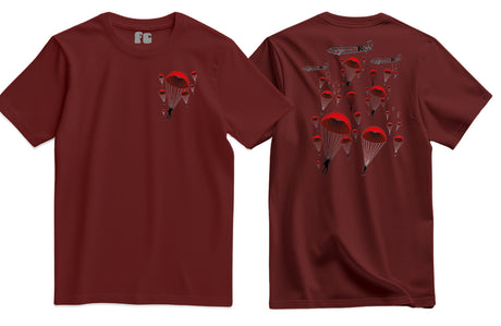 Poppy Chutes Lest We Forget Double Print T-Shirt - Maroon