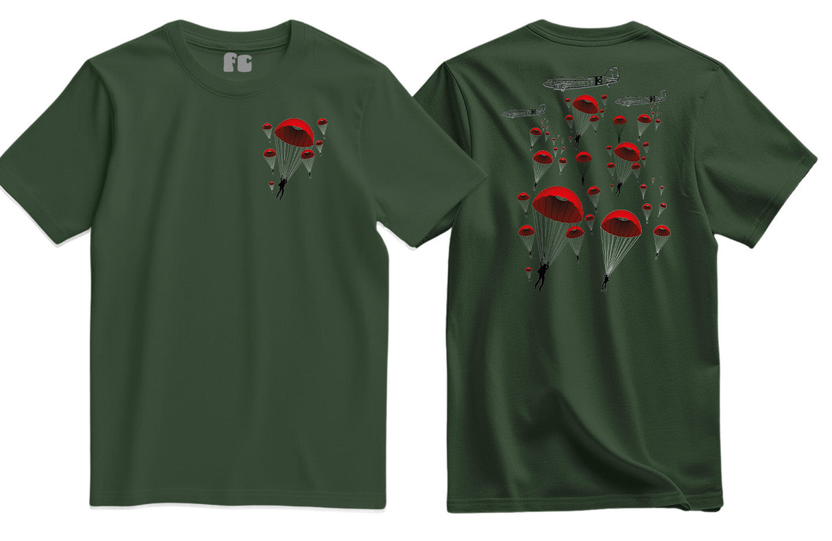 Poppy Chutes Lest We Forget Double Print T-Shirt - Olive Green
